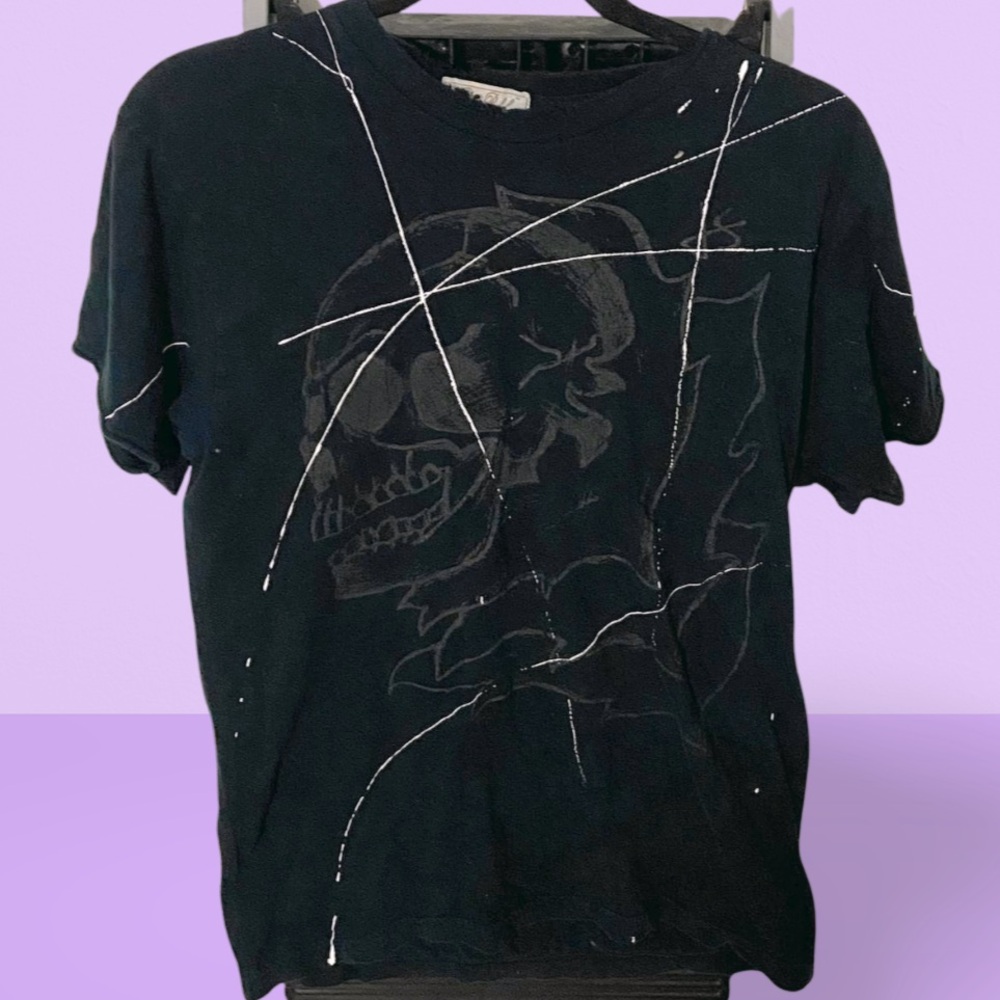 Vintage Dom Rebel Art Gallery Skull Graphic Black T-shirt
